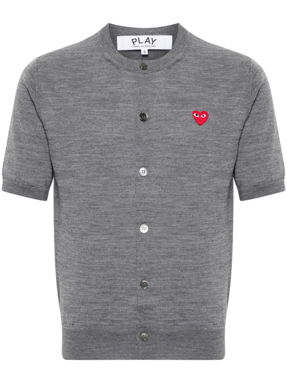 Comme Des Garçons Play heart-patch wool cardigan - Grey von Comme Des Garçons Play