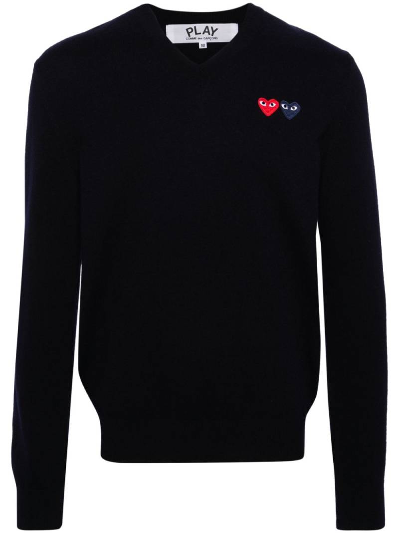 Comme Des Garçons Play heart-patch wool jumper - Blue von Comme Des Garçons Play