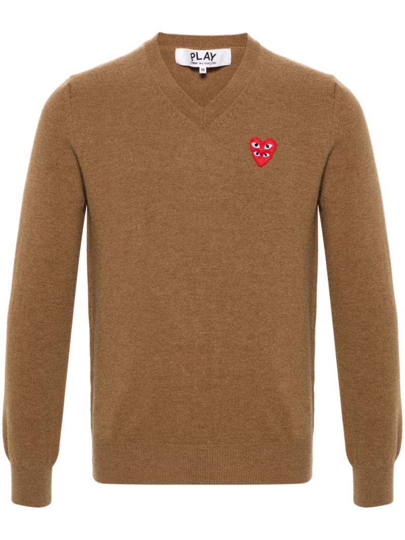 Comme Des Garçons Play heart-patch wool jumper - Neutrals von Comme Des Garçons Play