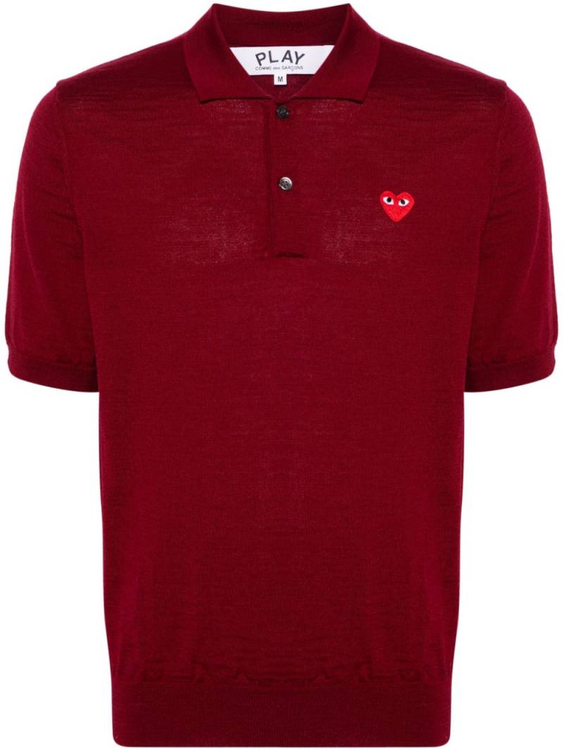 Comme Des Garçons Play heart-patch wool polo shirt - Red von Comme Des Garçons Play