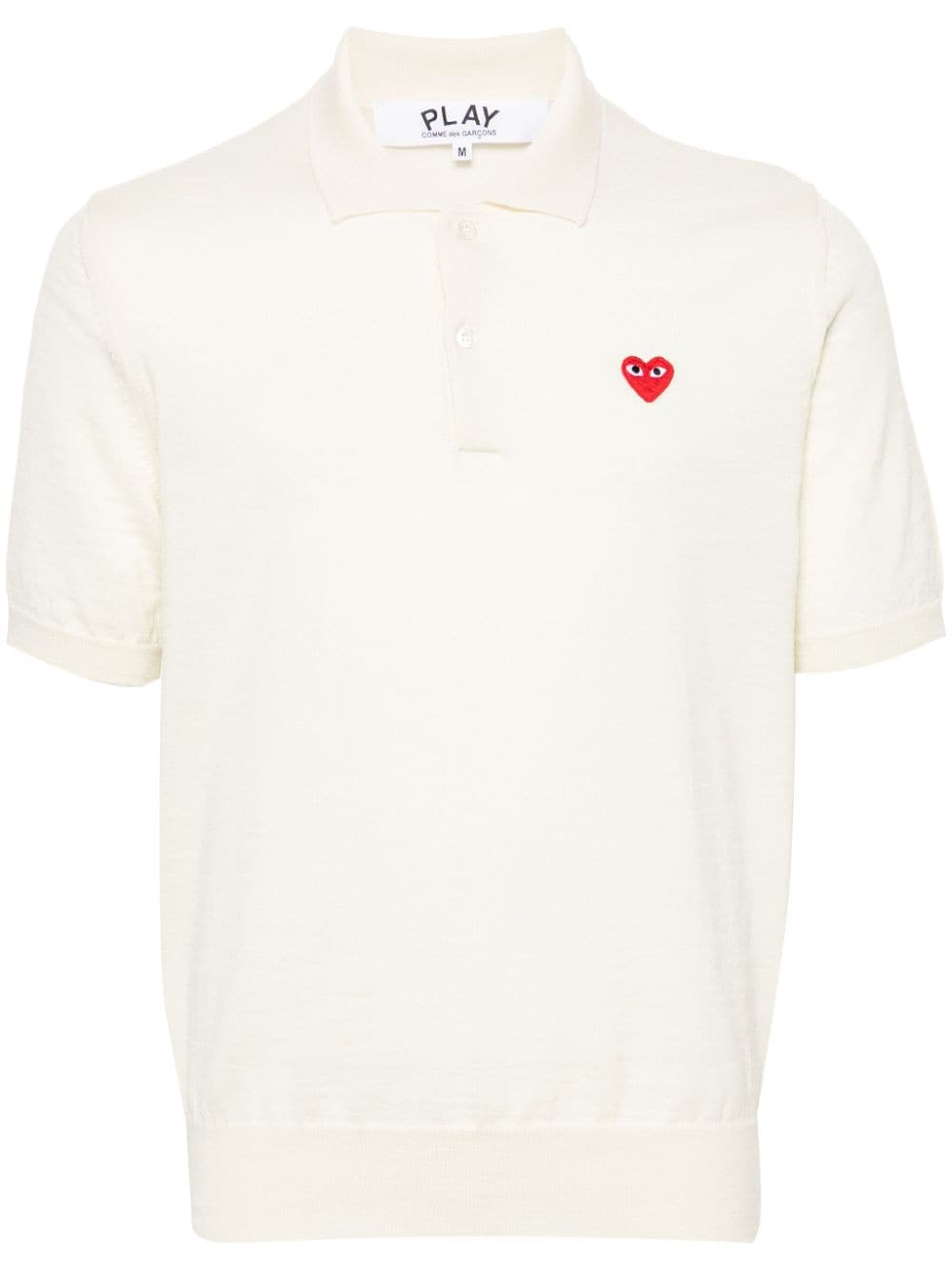 Comme Des Garçons Play heart-patch wool polo shirt - White von Comme Des Garçons Play