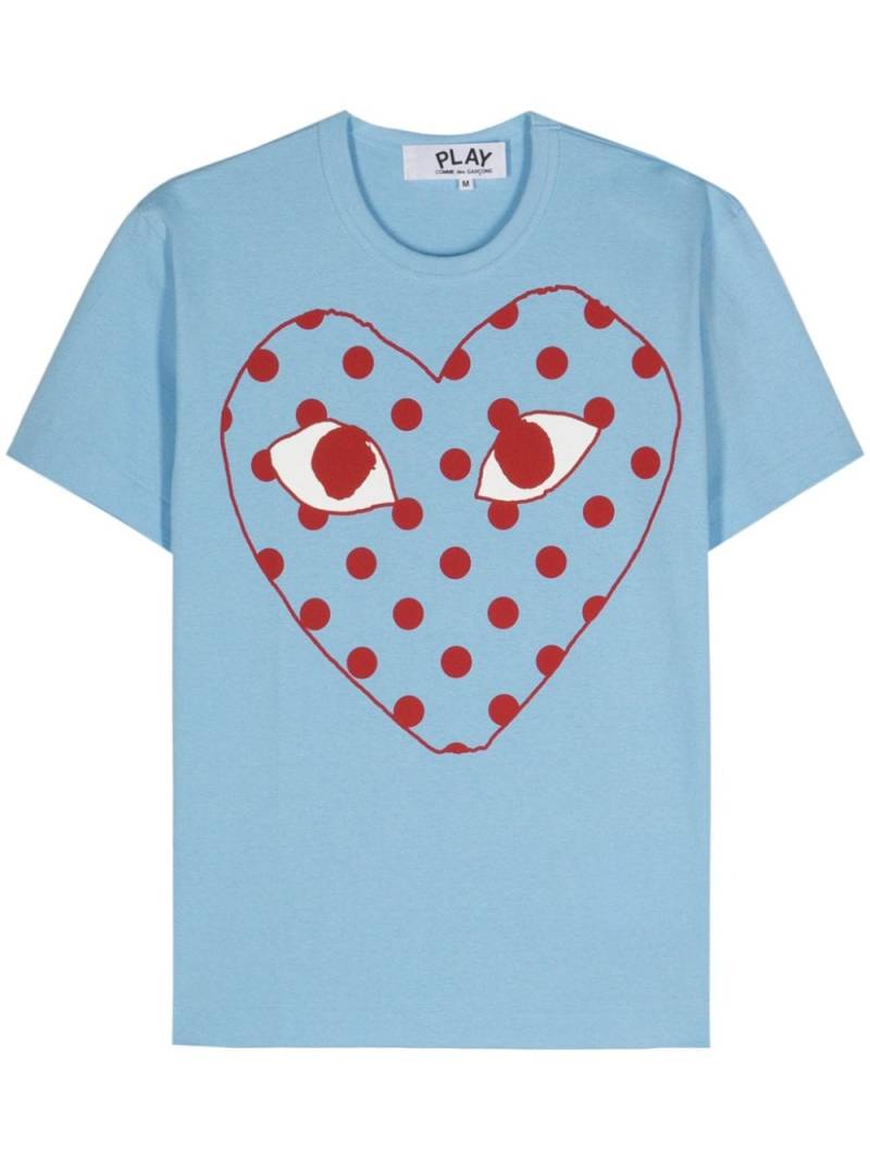 Comme Des Garçons Play heart-print cotton T-shirt - Blue von Comme Des Garçons Play