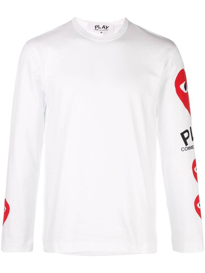 Comme Des Garçons Play heart printed sleeves T-shirt - White von Comme Des Garçons Play