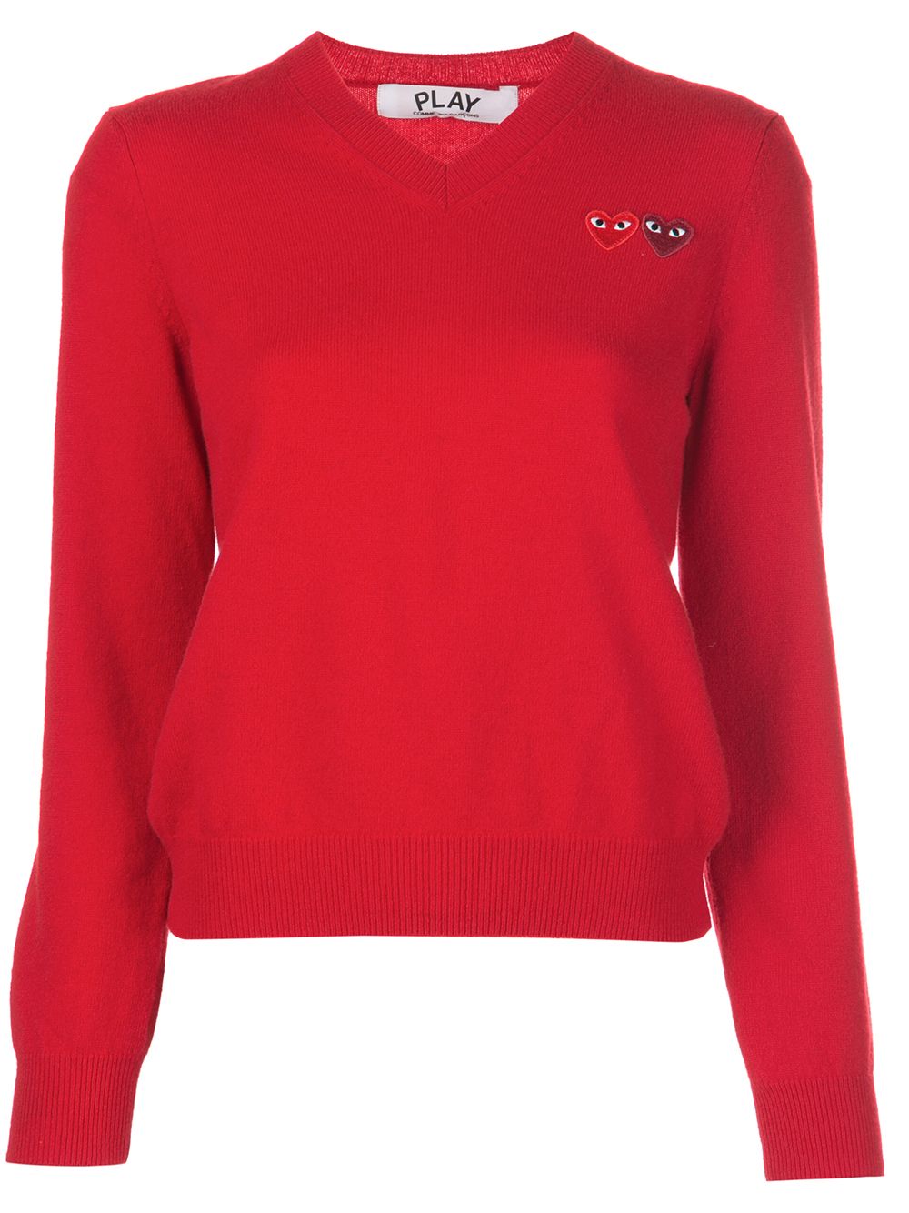 Comme Des Garçons Play knitted v-neck heart jumper - Red von Comme Des Garçons Play