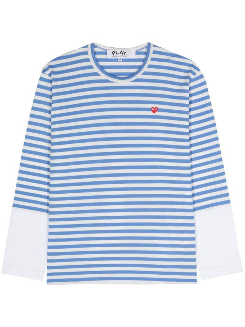 Comme Des Garçons Play logo-appliqué striped cotton T-shirt - Blue von Comme Des Garçons Play