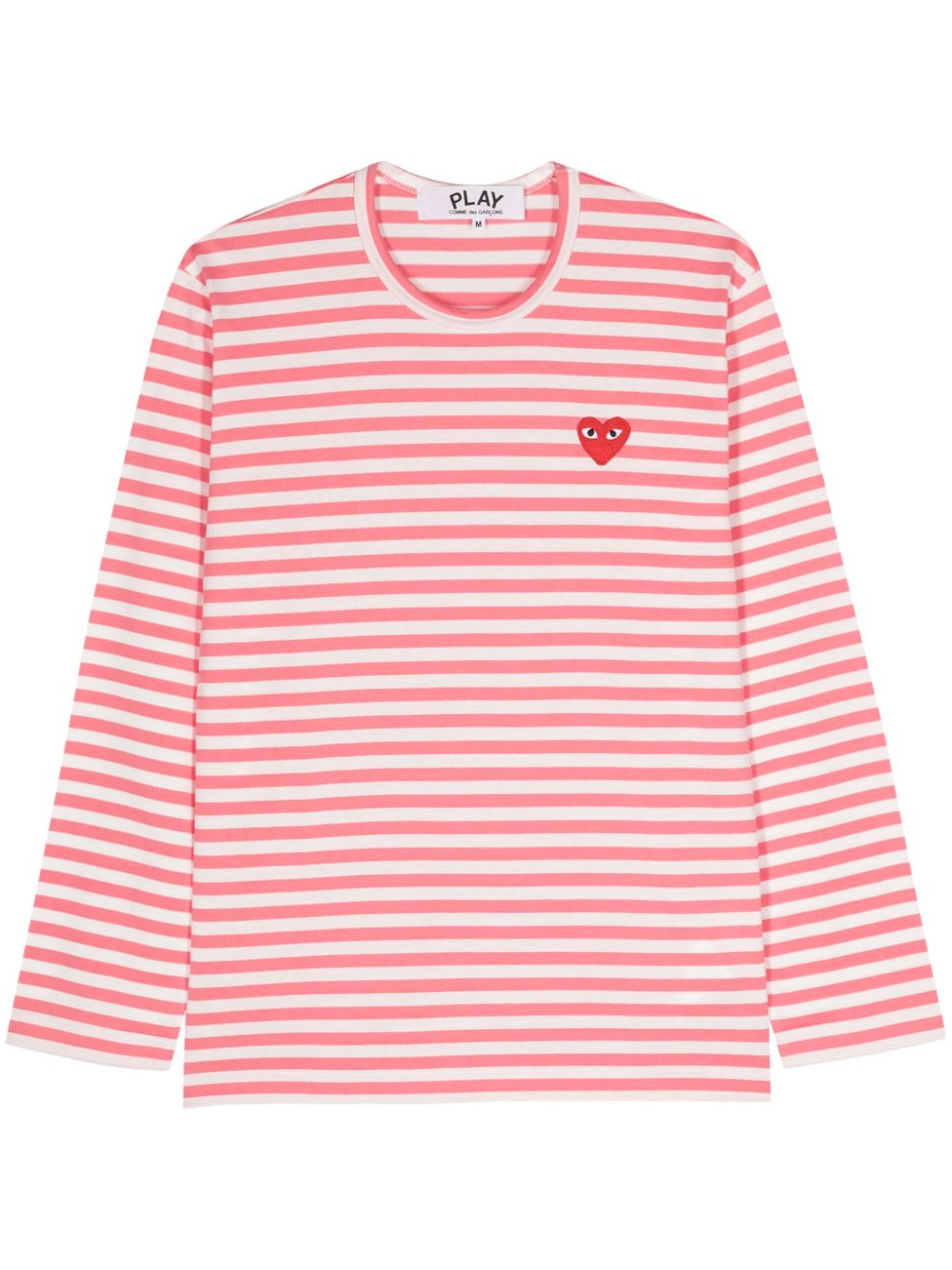 Comme Des Garçons Play logo-appliqué striped cotton T-shirt - Pink von Comme Des Garçons Play