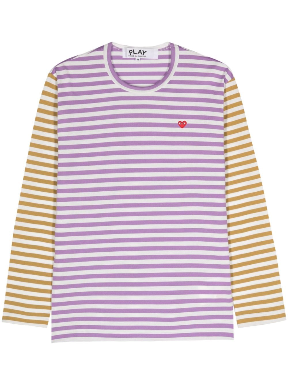 Comme Des Garçons Play logo-appliqué striped cotton T-shirt - Purple von Comme Des Garçons Play