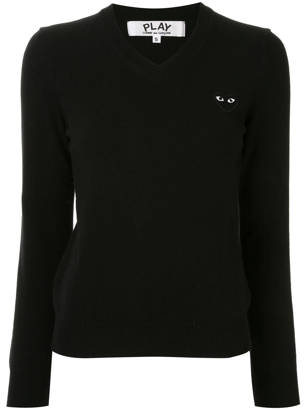 Comme Des Garçons Play logo embroidered v-neck jumper - Black von Comme Des Garçons Play