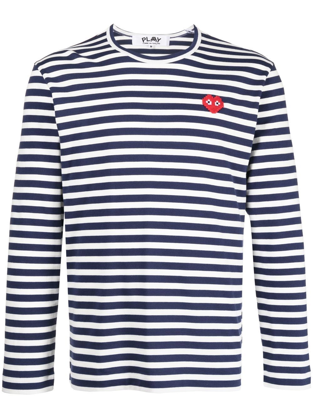 Comme Des Garçons logo-patch stripe-print T-shirt - Blue von Comme Des Garçons