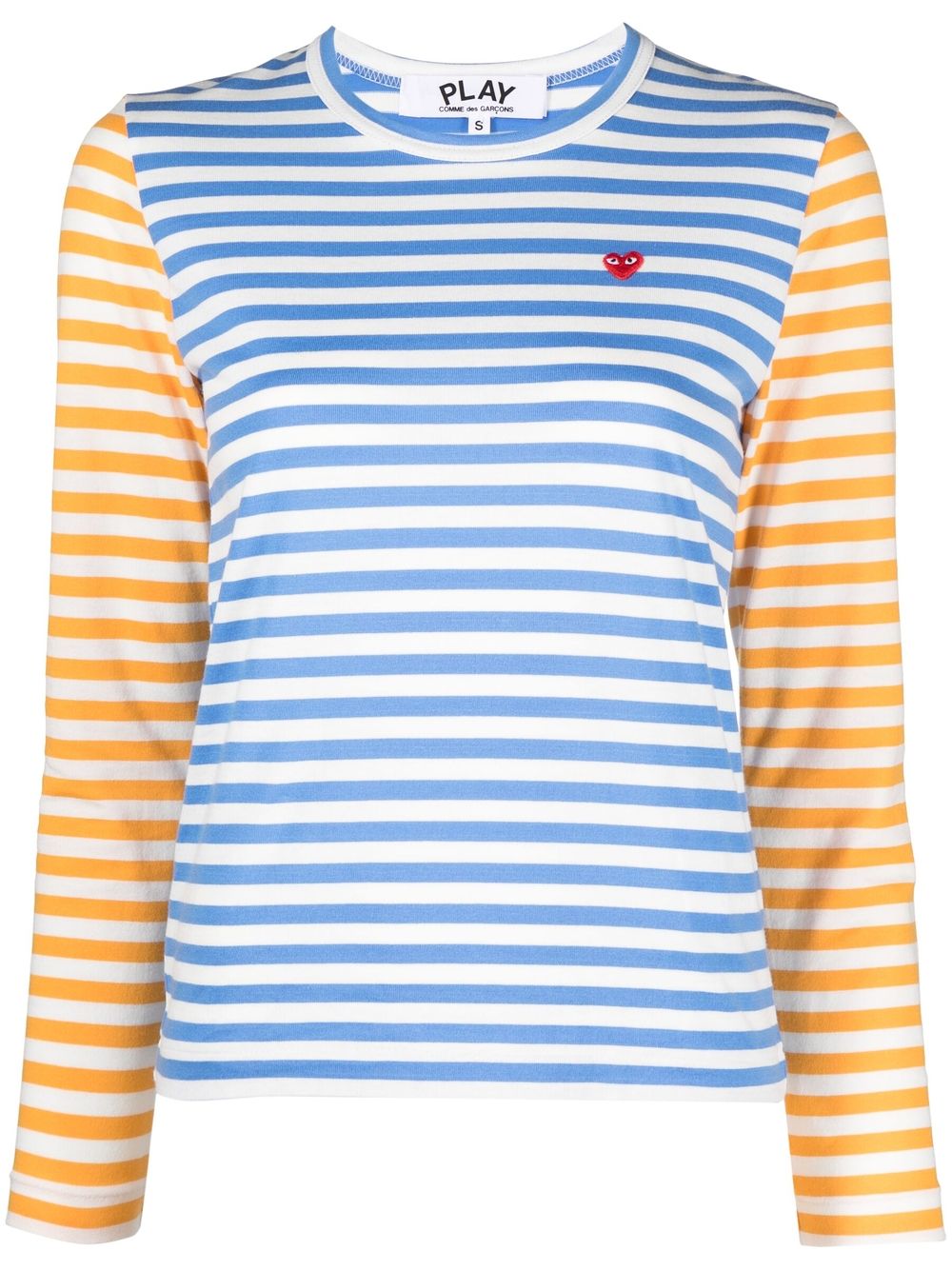 Comme Des Garçons Play logo-patch striped T-shirt - Blue von Comme Des Garçons Play
