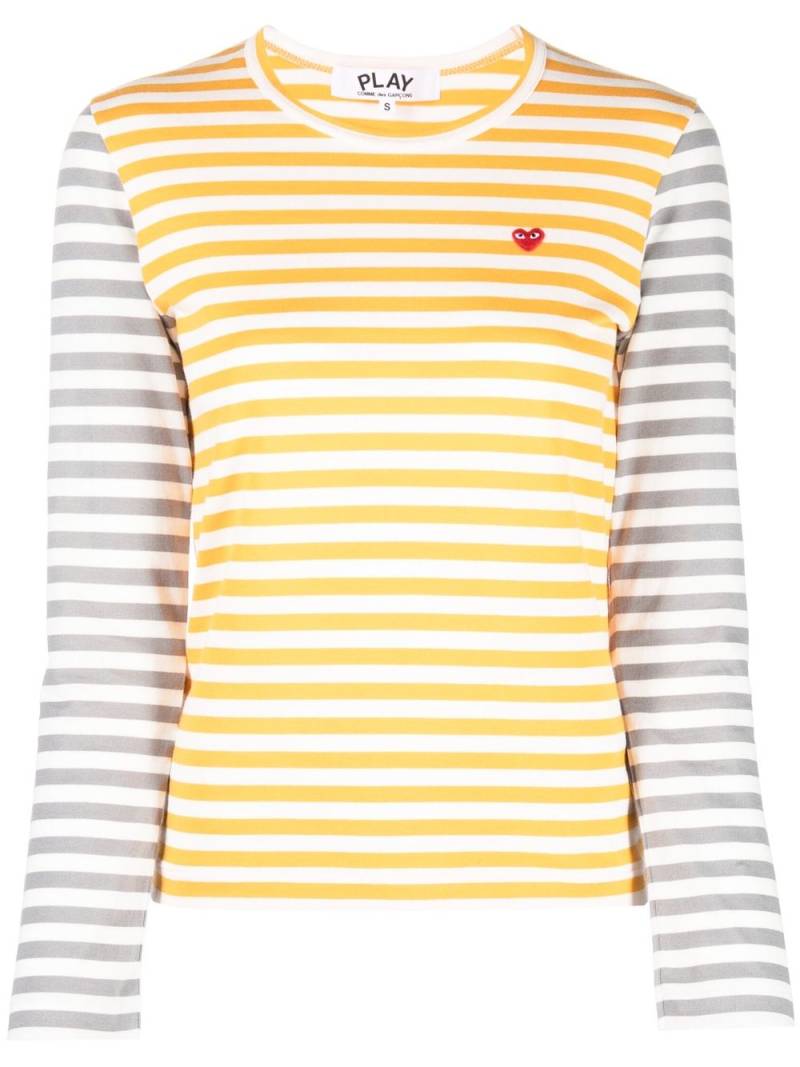 Comme Des Garçons Play logo-patch striped T-shirt - Orange von Comme Des Garçons Play