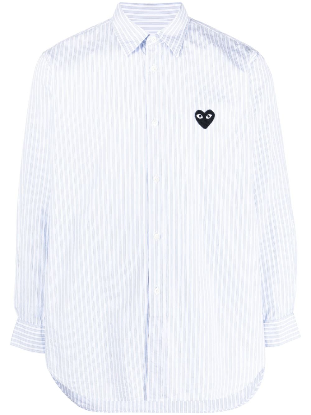 Comme Des Garçons Play logo-patch striped cotton shirt - Blue von Comme Des Garçons Play