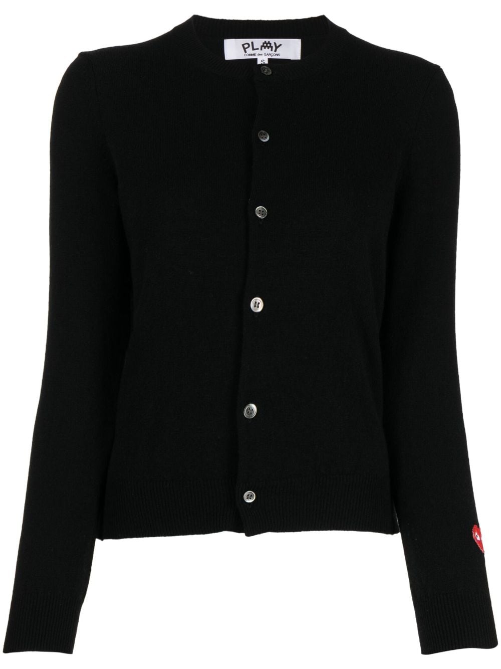 Comme Des Garçons Play logo-patch wool cardigan - Black von Comme Des Garçons Play