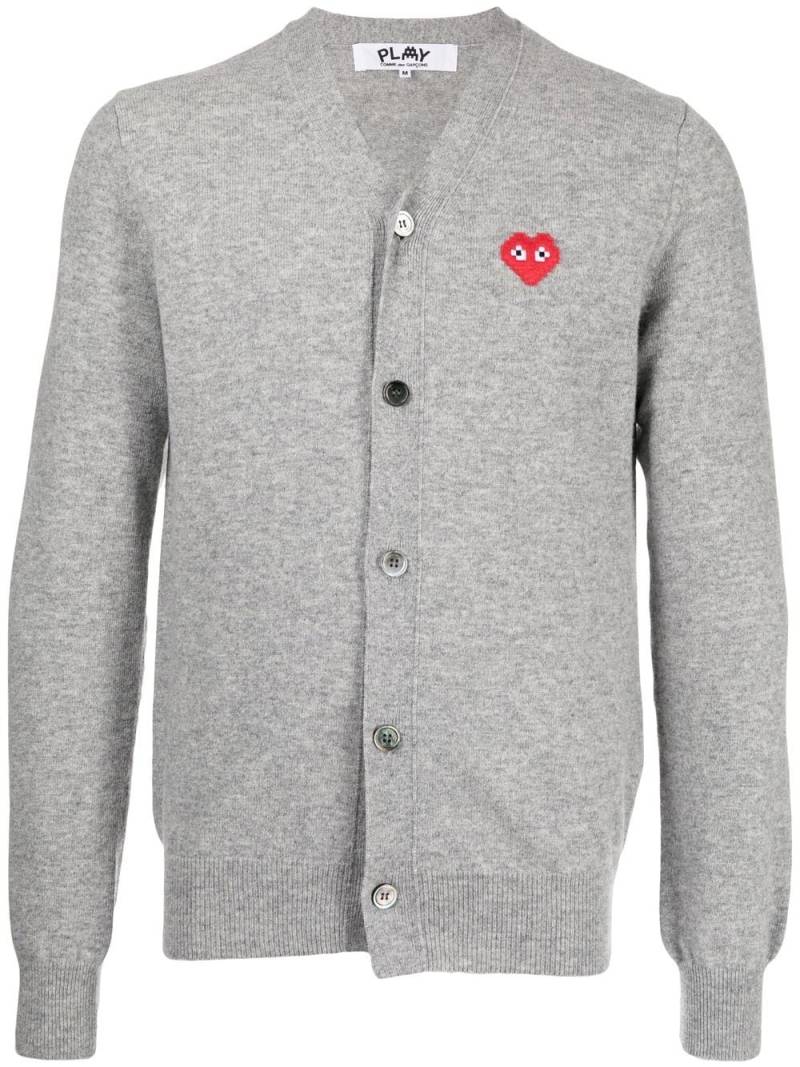 Comme Des Garçons logo-patch wool cardigan - Grey von Comme Des Garçons