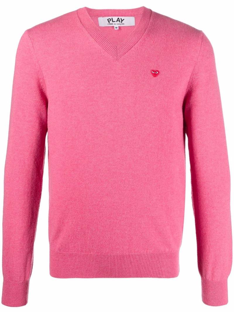 Comme Des Garçons Play logo-patch wool jumper - Pink von Comme Des Garçons Play