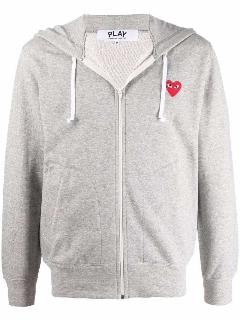 Comme Des Garçons Play logo-patch zip-up hoodie - Grey von Comme Des Garçons Play