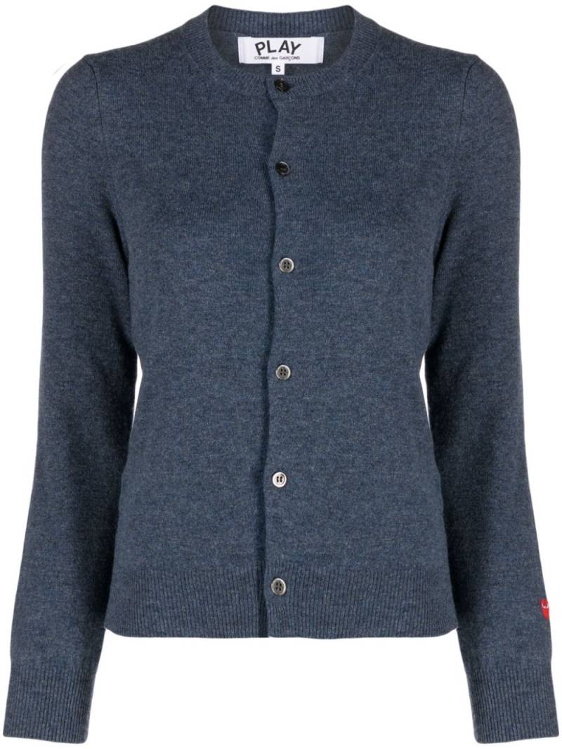 Comme Des Garçons Play mélange-effect wool cardigan - Blue von Comme Des Garçons Play