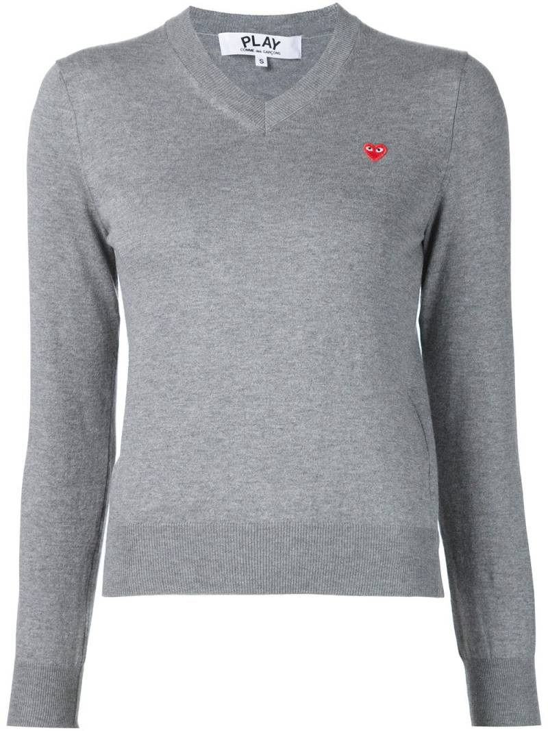 Comme Des Garçons Play mini heart v-neck jumper - Grey von Comme Des Garçons Play