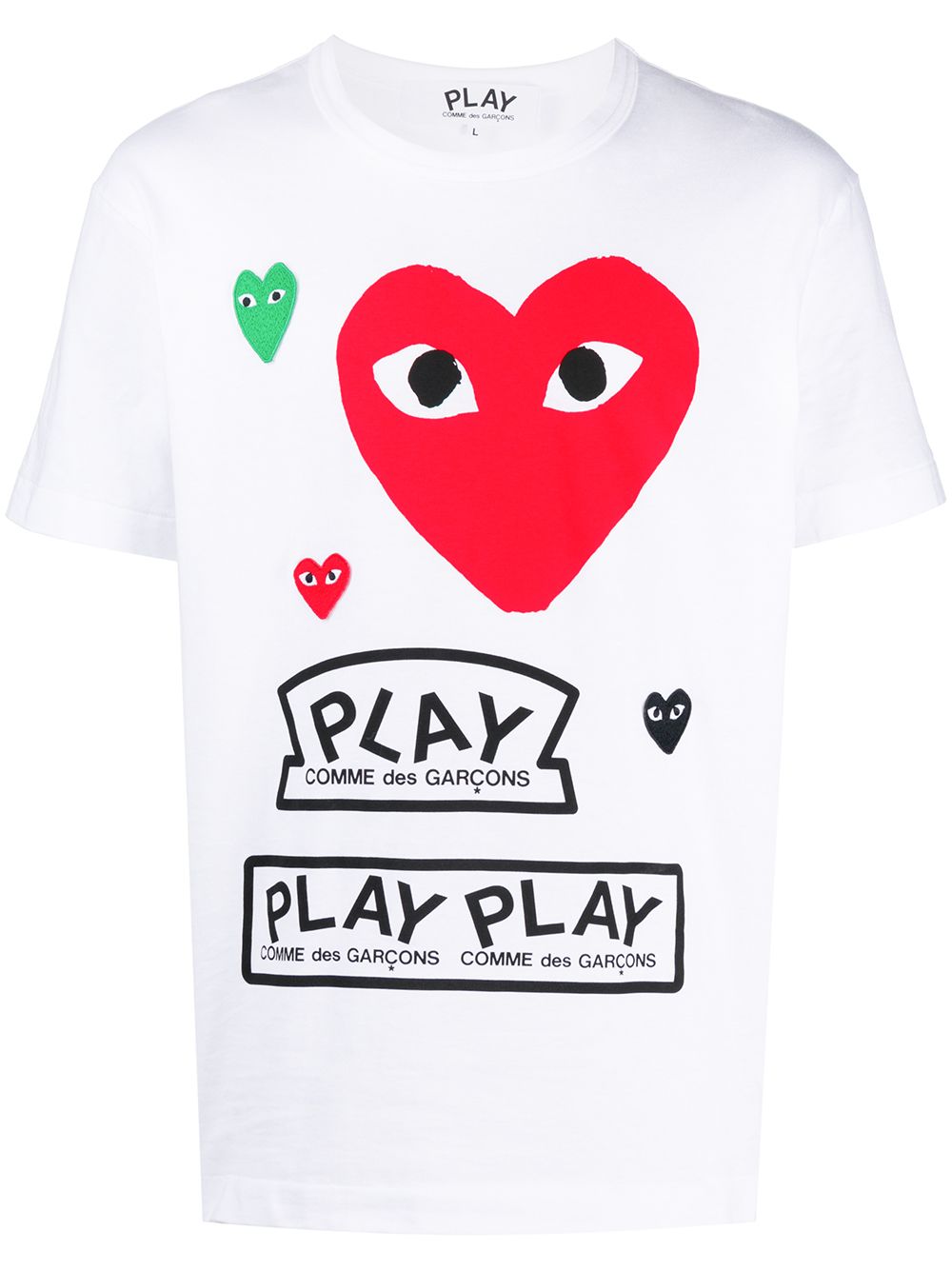 Comme Des Garçons Play multi logo T-shirt - White von Comme Des Garçons Play