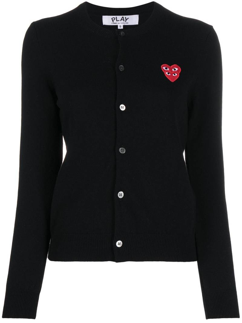 Comme Des Garçons Play overlapping heart wool cardigan - Black von Comme Des Garçons Play