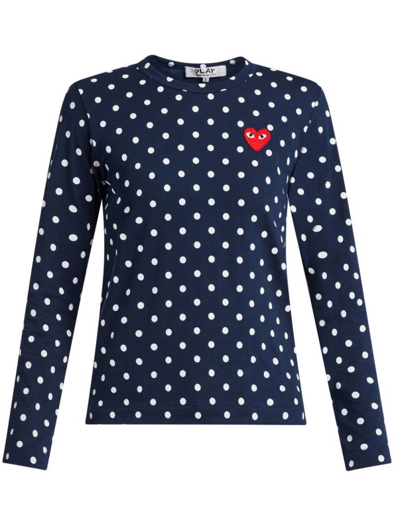 Comme Des Garçons Play polka dot heart logo T-shirt - Blue von Comme Des Garçons Play