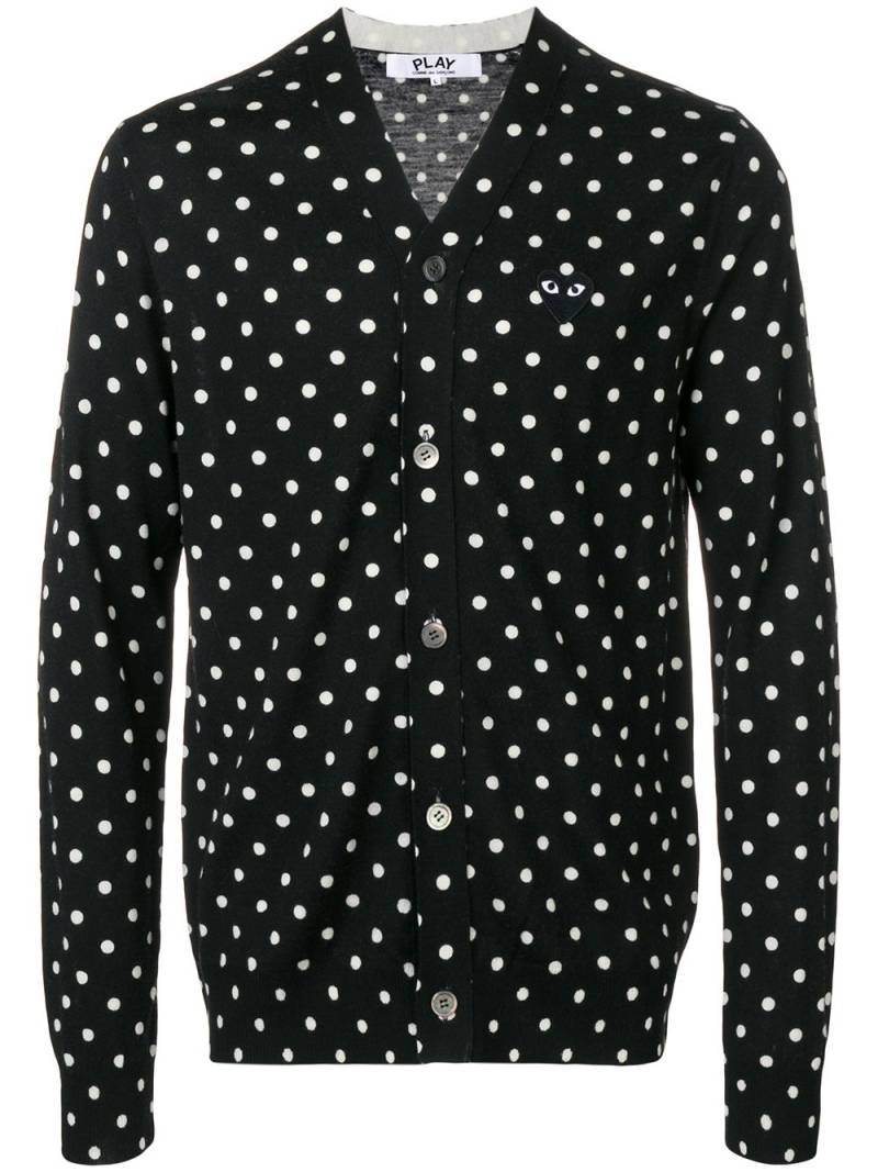 Comme Des Garçons Play polka dot heart logo cardigan - Black von Comme Des Garçons Play