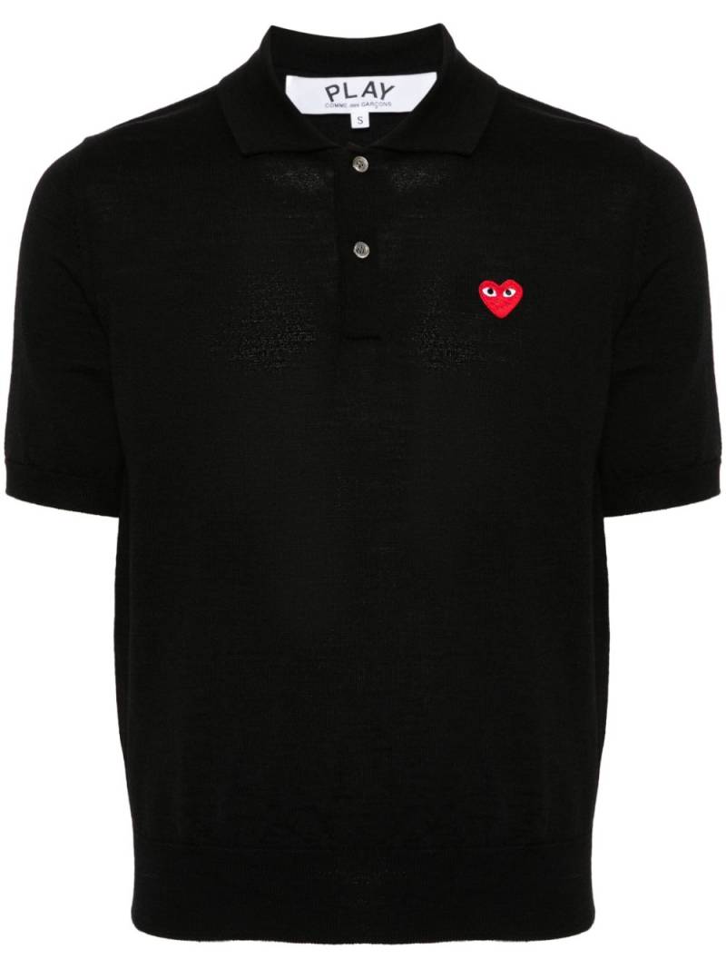 Comme Des Garçons Play signature heart-patch polo shirt - Black von Comme Des Garçons Play