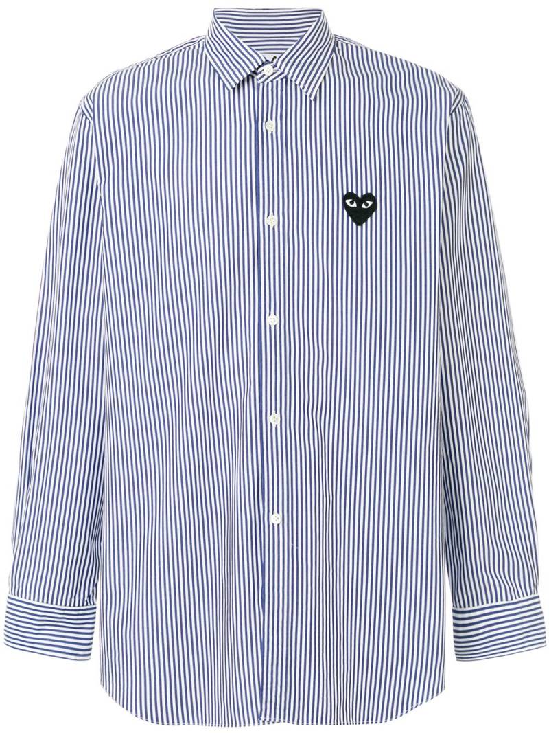 Comme Des Garçons Play striped heart logo shirt - Blue von Comme Des Garçons Play