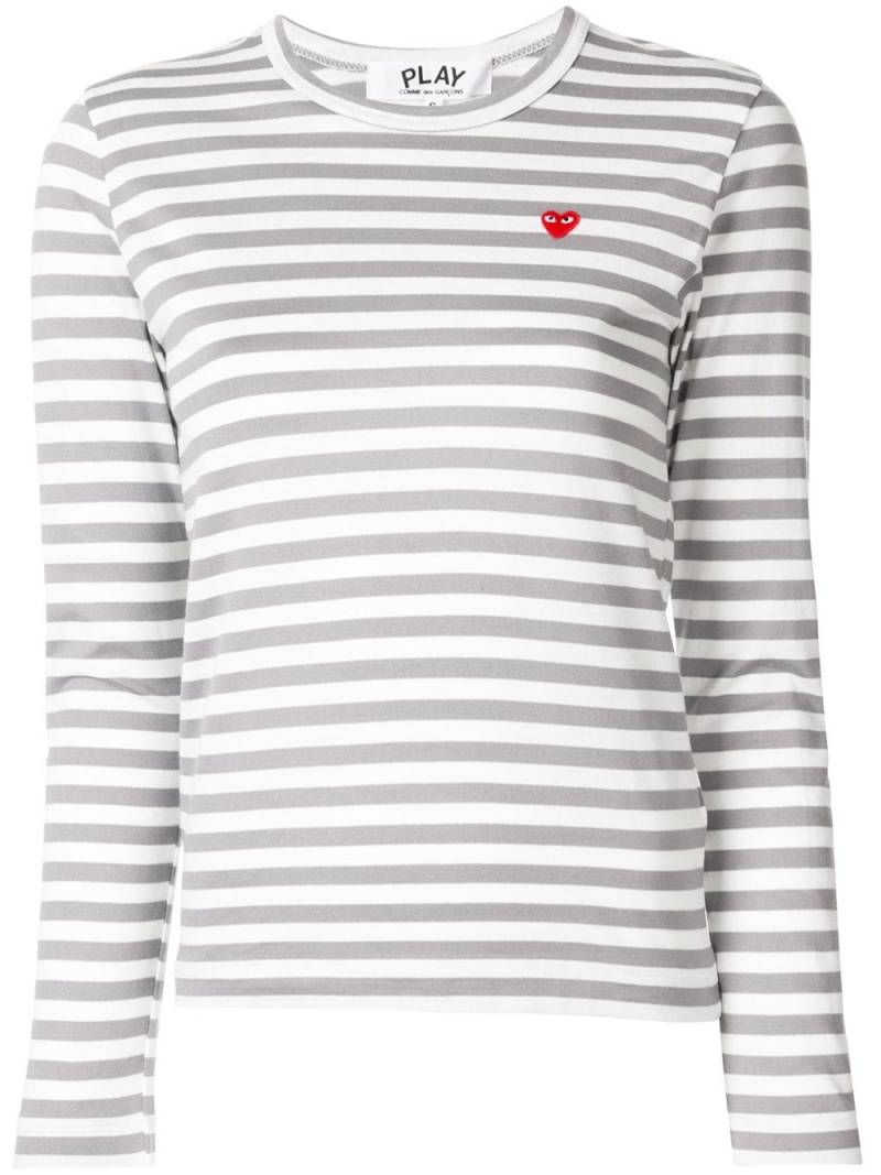 Comme Des Garçons Play striped-print branded top - Grey von Comme Des Garçons Play