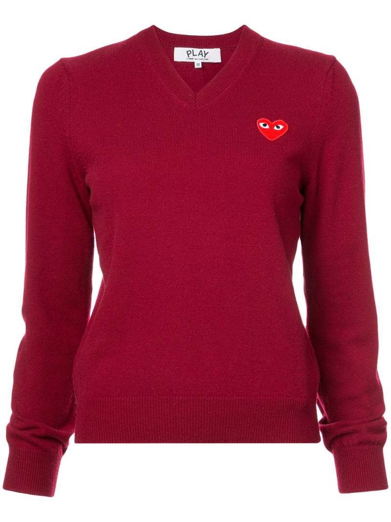 Comme Des Garçons Play v-neck heart embroidered sweater von Comme Des Garçons Play