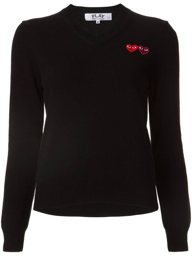 Comme Des Garçons Play v neck jumper - Black von Comme Des Garçons Play