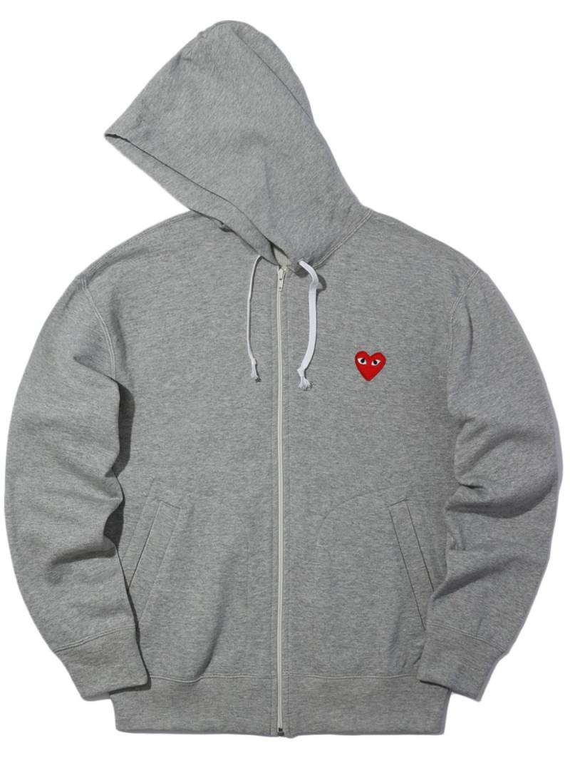 Comme Des Garçons Play 5 Heart-print cotton hoodie - Grey von Comme Des Garçons Play