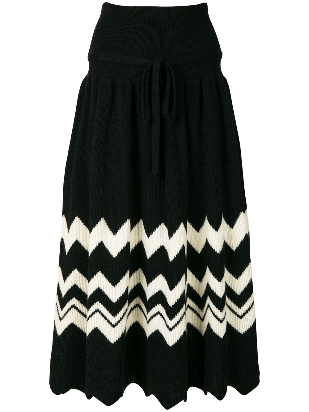 Comme Des Garçons Pre-Owned 1989 zig-zag knitted skirt - Black von Comme Des Garçons Pre-Owned