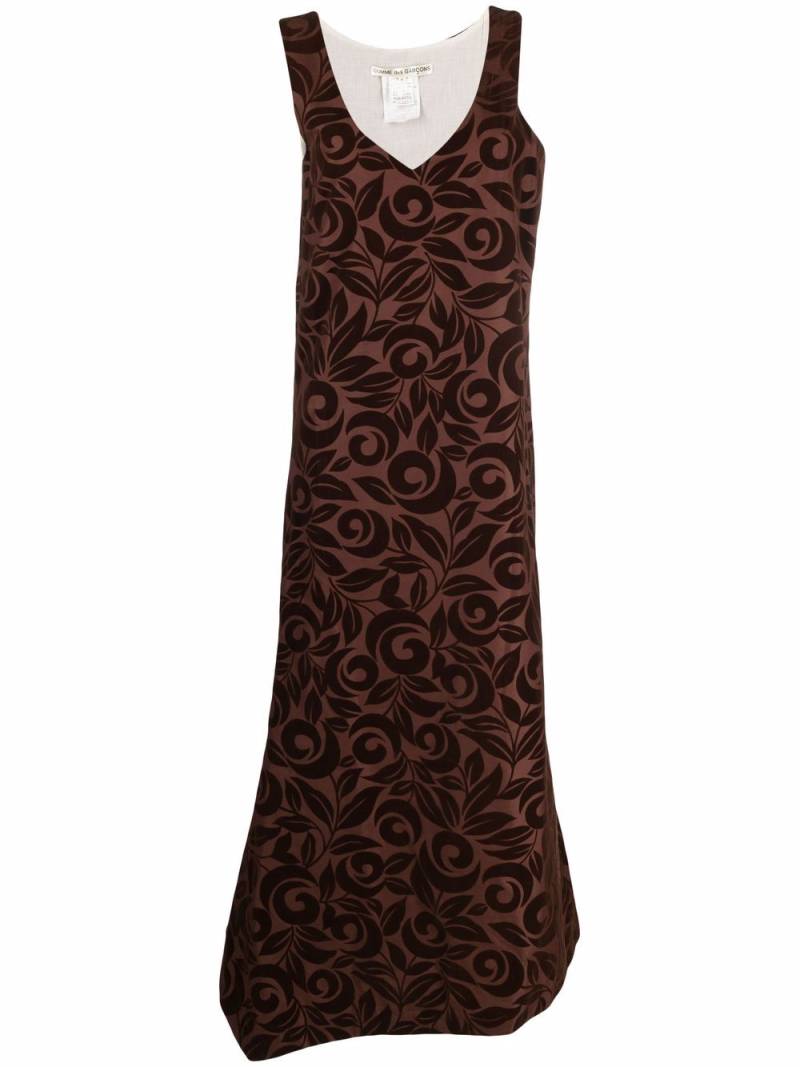 Comme Des Garçons Pre-Owned 1996 foliage-print velvet dress - Brown von Comme Des Garçons Pre-Owned