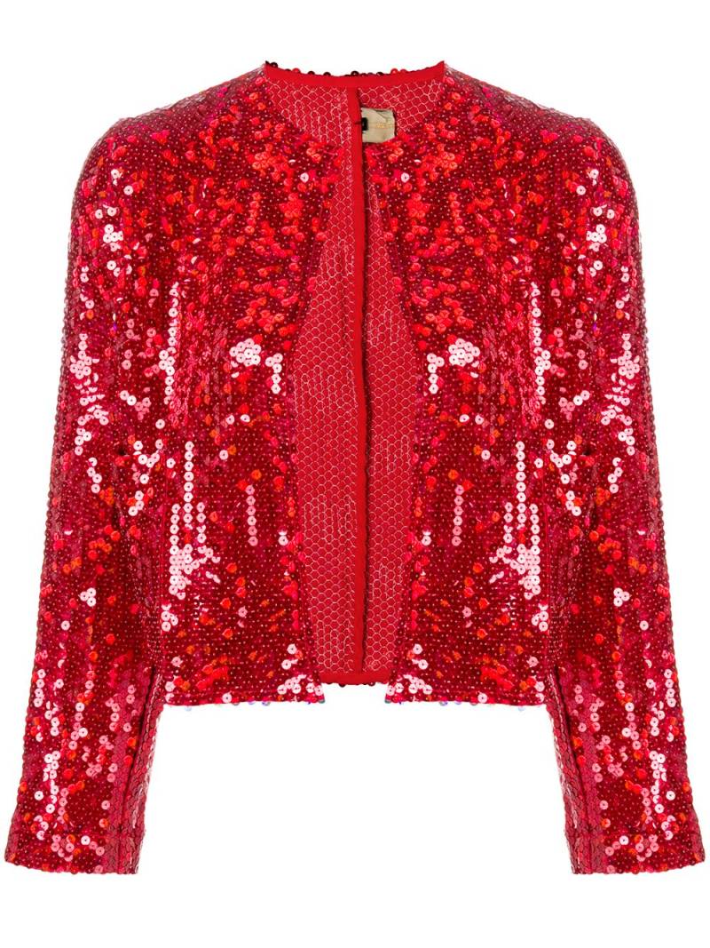 Comme Des Garçons Pre-Owned 1999 sequin embellished cropped jacket - Red von Comme Des Garçons Pre-Owned