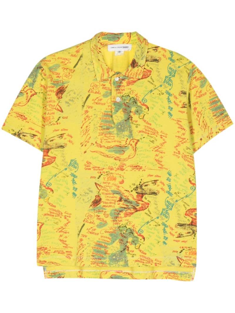 Comme Des Garçons Pre-Owned 2000s scribble-print polo shirt - Yellow von Comme Des Garçons Pre-Owned