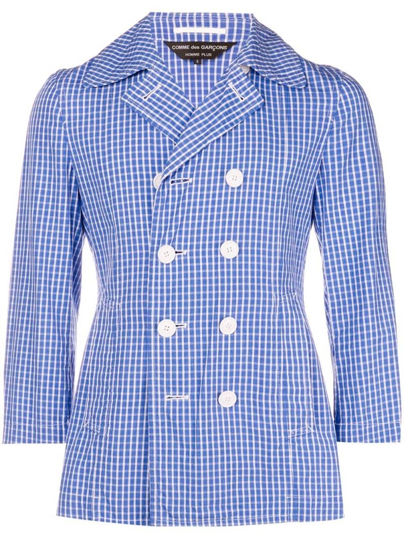 Comme Des Garçons Pre-Owned checked double-breasted jacket - Blue von Comme Des Garçons Pre-Owned