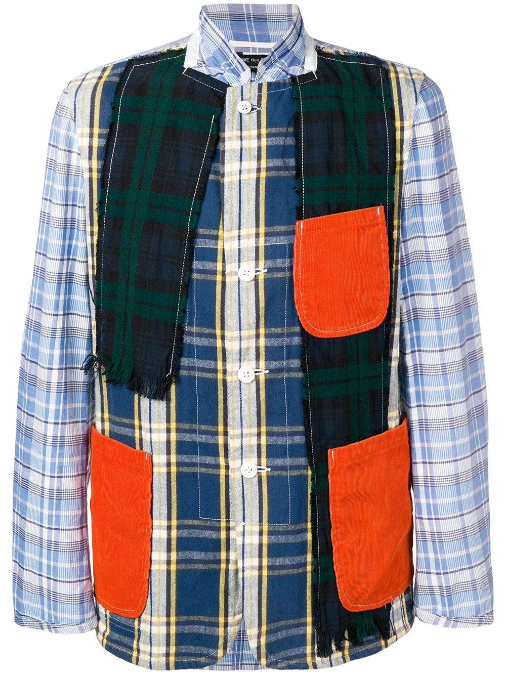 Comme Des Garçons Pre-Owned checked patchwork jacket - Blue von Comme Des Garçons Pre-Owned