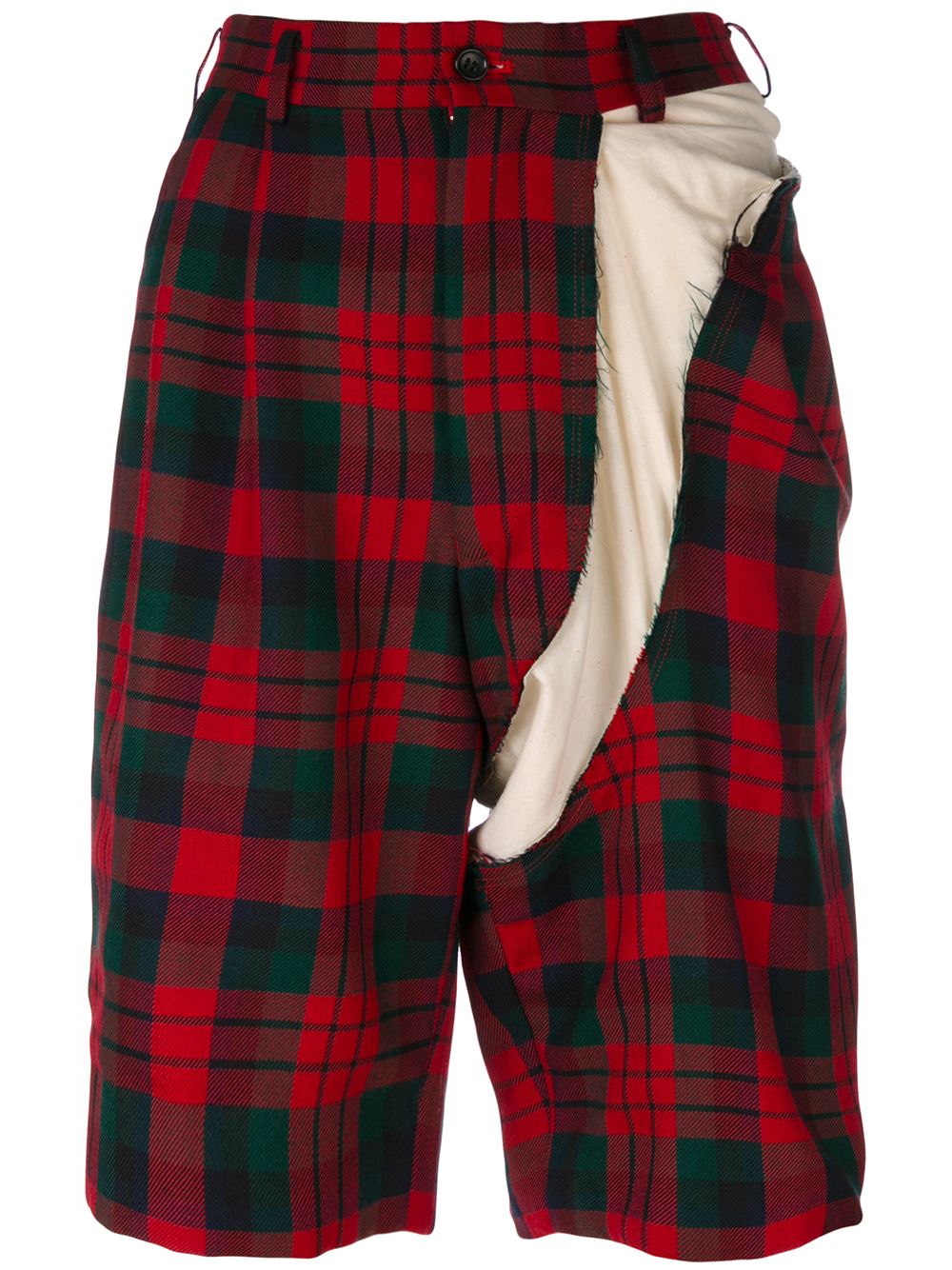 Comme Des Garçons Pre-Owned deconstructed tartan Bermuda shorts - Red von Comme Des Garçons Pre-Owned