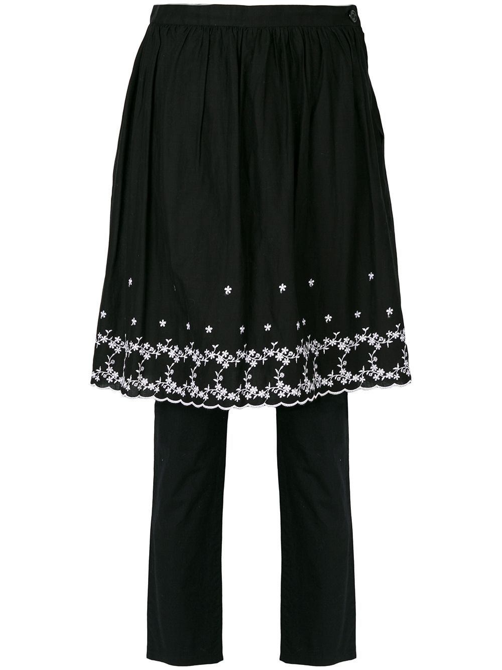 Comme Des Garçons Pre-Owned embroidered skirt over trousers - Black von Comme Des Garçons Pre-Owned