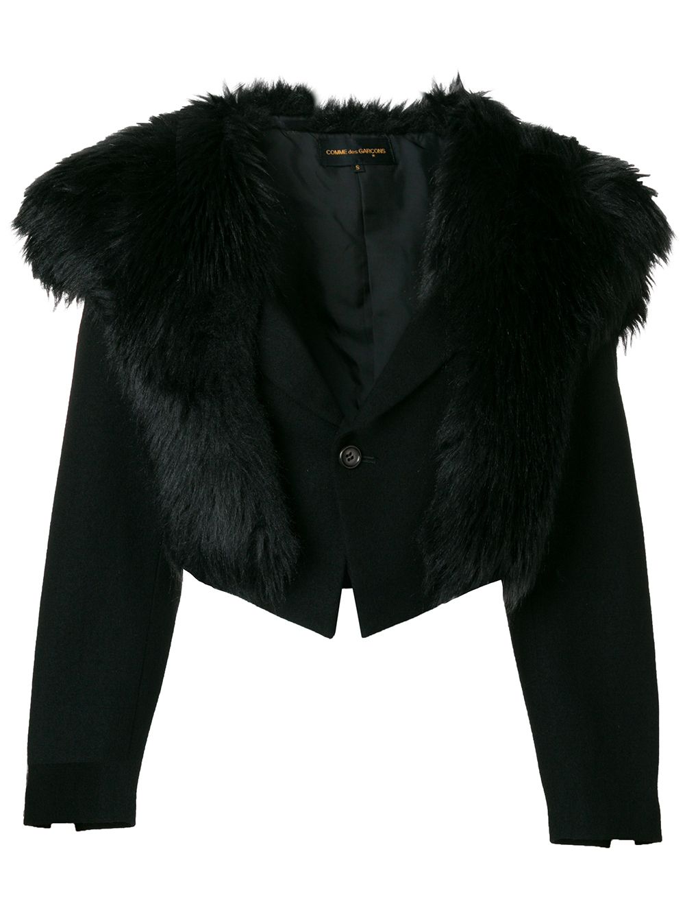 Comme Des Garçons Pre-Owned faux-fur collar cropped jacket - Black von Comme Des Garçons Pre-Owned