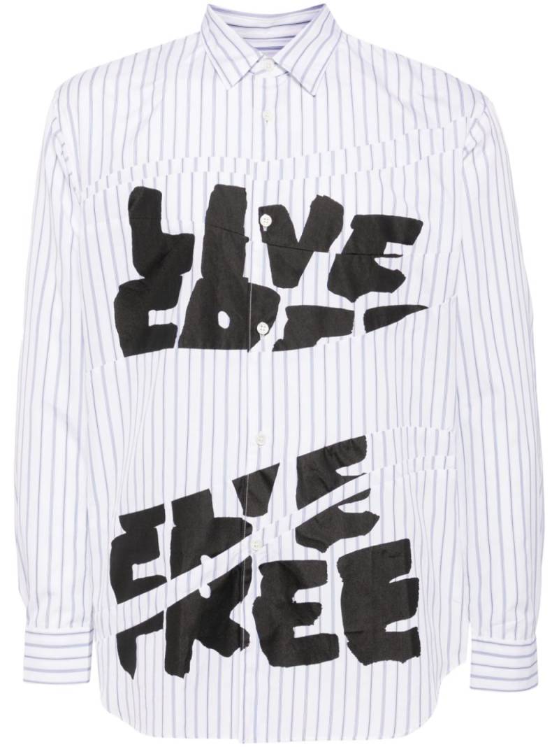 Comme Des Garçons Shirt Free Curved printed striped shirt - White von Comme Des Garçons Shirt