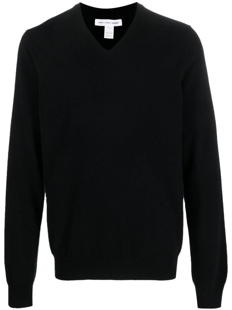 Comme Des Garçons Shirt V-neck knitted jumper - Black von Comme Des Garçons Shirt