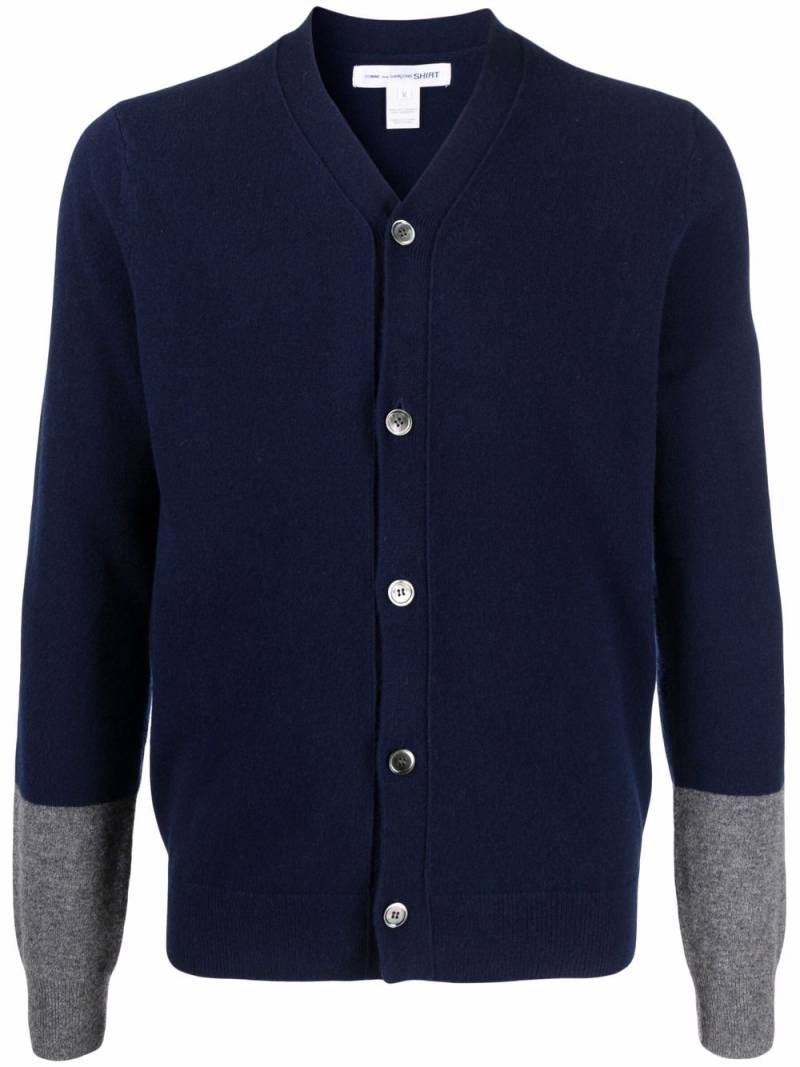 Comme Des Garçons Shirt V-neck wool cardigan - Blue von Comme Des Garçons Shirt