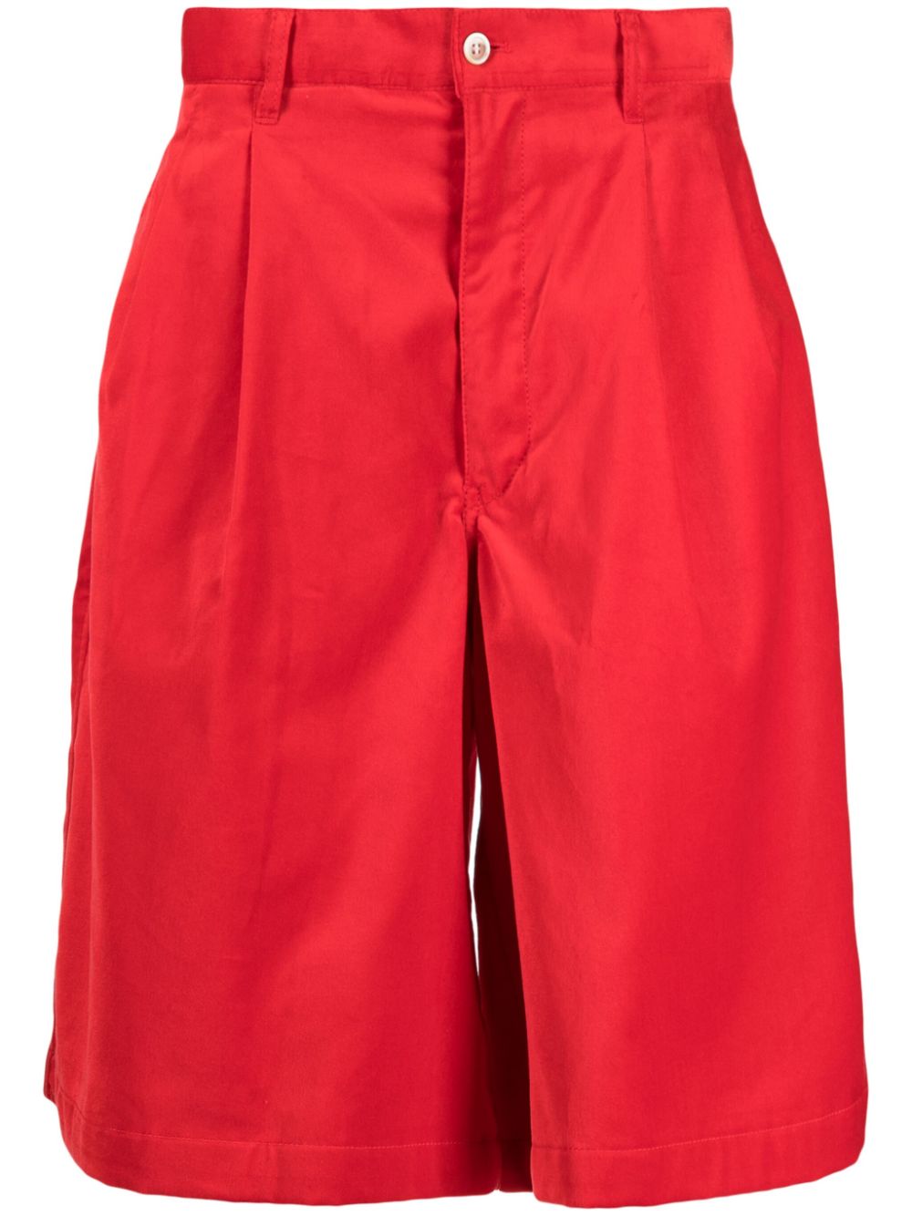 Comme Des Garçons Shirt box-pleat cotton bermuda shorts - Red von Comme Des Garçons Shirt