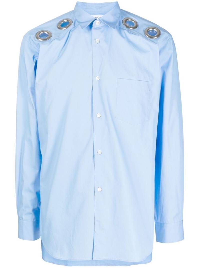 Comme Des Garçons Shirt cut-out ring-detail shirt - Blue von Comme Des Garçons Shirt