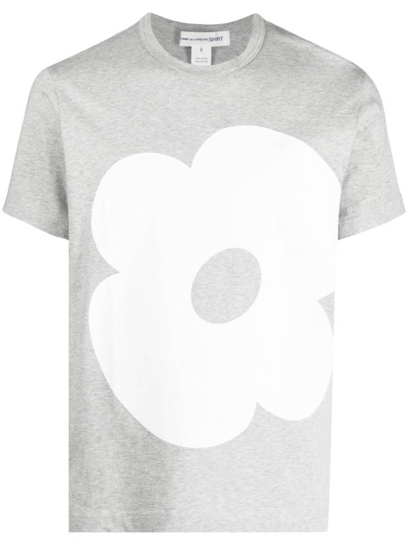 Comme Des Garçons Shirt floral-print detail T-shirt - Grey von Comme Des Garçons Shirt