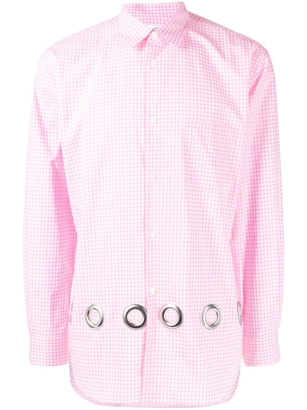 Comme Des Garçons Shirt gingham-check eyelet shirt - Pink von Comme Des Garçons Shirt