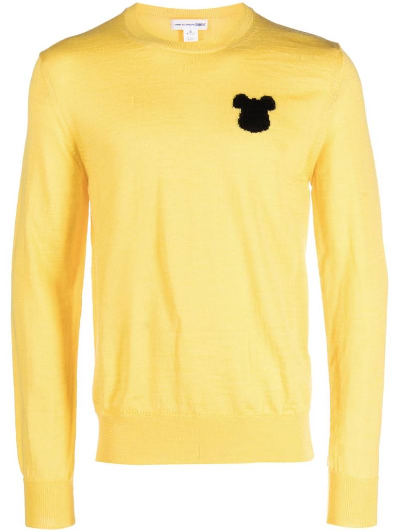 Comme Des Garçons Shirt intarsia-knit crewneck jumper - Yellow von Comme Des Garçons Shirt