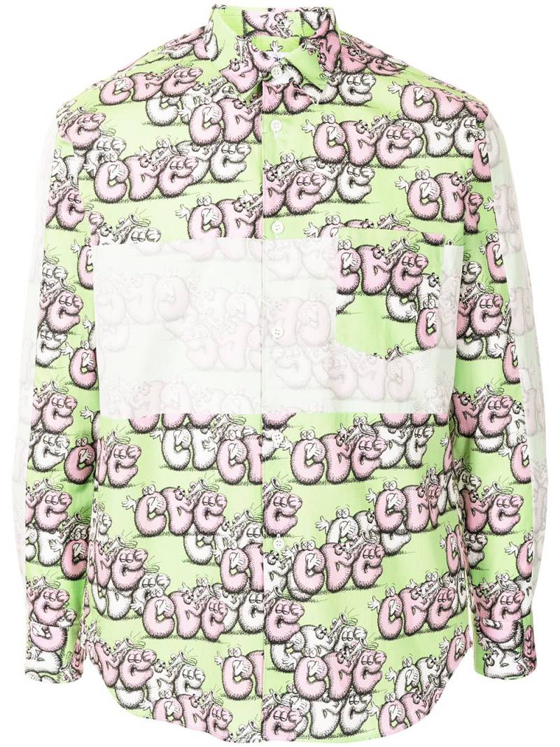 Comme Des Garçons Shirt logo-print cotton shirt - Green von Comme Des Garçons Shirt